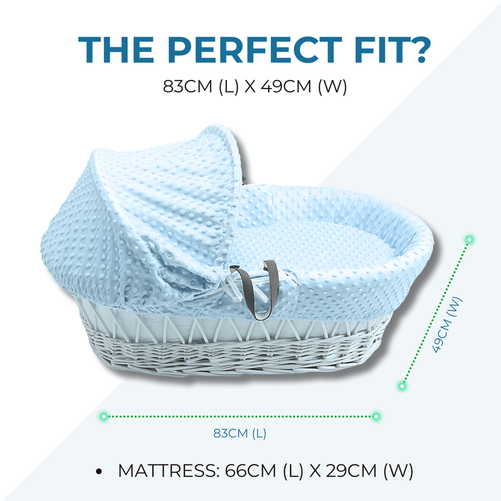 Pink Waffle White Wicker Baby Moses Basket With Stand